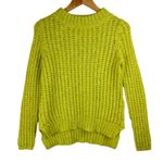 Anthropologie Field Flower Chunky Knit Wool Blend Sweater Sz Medium Yellow Green Photo 1