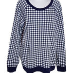 Draper James  Navy and White Gingham Sweatshirt Size Large Navy Check Pullover Photo 0