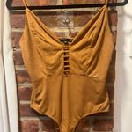 Faux Suede Bodysuit Tan Size M Photo 0