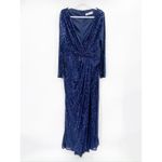 Mac Duggal 26490 Midnight Sequin Long Sleeve Faux Wrap Formal Gown Size 14 Photo 2