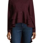 a.n.a  Burgundy Red High Low Button Down Long Sleeve M Photo 0