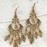 Large Gold Filigree, Mandala Earrings, Tribal, Boho, Ethnic, Bohemian Photo 0