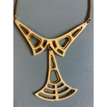 Vintage Necklace Geometric Shape White and Gold Large Geometric Photo 1