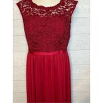 David's Bridal David’s Bridal apple red layered lace tea length dress Size 10 Photo 1