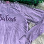 Isaac Mizrahi “Fabulous” long sleeve graphic purple sweatshirt / top S Photo 5