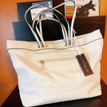 La Terre vegan leather shoulder bag double strap handbag lead safe studded NWT White Photo 1