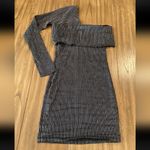 Beaufille Pinstripe One Sleeve Canopy cotton Linen Blend Stretch Mini dress 0 Gray Photo 2