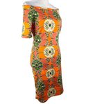 Love j Dress M Retro Orange Geometric Print Off Shoulders Short Sleeves Photo 8