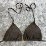 PilyQ Gray Brown Taupe Triangle Bikini Top Gold Accent Sz Small Photo 0