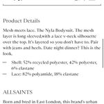 All Saints Nyla Black Lace Bodysuit Photo 3