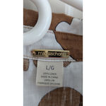 Magaschoni Women's Brown White Floral Linen Button Down Shirt L Photo 3
