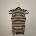 INDUSTRY Striped Textured Sleeveless Top, Brown/Black/White, Size S, NWT Brown Photo 1