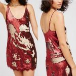 Free People  Seeing Double Red Sequin Dress Size S Photo 1