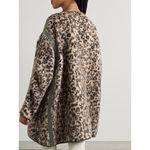 R13 Convertible Faux Leather Leopard Print Wool Taped Liner Coat Japanese Luxury Photo 3