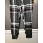 Joyspun Pants Womens Medium Gray Burgundy Plaid Lounge Jogger Drawstring Cuffed Photo 2