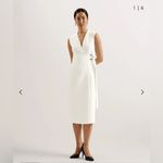 Ted Baker New! Molenaa Sleeveless Tailored Midi Wrap Dress Ivory US 6 $575 Photo 3