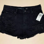 Hot Topic Blackheart Black Destructed High-Waisted Jean Shorts Photo 0