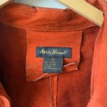 Ashley Stewart Orange suede patchwork button-up shirt jacket shaker with a relaxed fit 🔥 Photo 4