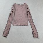 Noisy May  Crop Top Blouse L Womens Purple Flock Polka Dot Mesh Long Sleeve NWT Photo 1