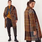 Anthropologie NVLT Millie Orange Multi Plaid Tweed Mid Length Coat Wool NEW Photo 2