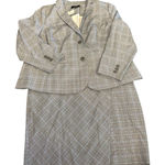 Talbots ‎ Women's Gray Plaid Blazer & Skirt Suit Set Size 14WP Blue Gray Plaid Photo 0