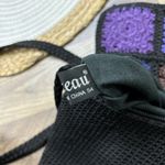 Vintage Chateau Black Granny Square Knit Crossbody Bag Small Purse Photo 8