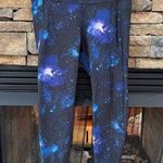 Old Navy  Black Blue Galaxy Elevate Athletic Leggings with Cosmic Print pockets Photo 0