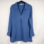 Soft Surroundings Blue Key Biscayne Muslin Cotton Popover Tunic Top Photo 1