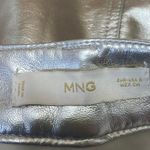 Mango MNG Women's Silver Metallic Faux Leather Zipper Casual Mini A-Line Skirt S Photo 3