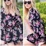 Show Me Your Mumu  Kelsey Romper Womens Medium Black Floral Velvet Boho Party Photo 1