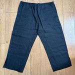Eileen Fisher Petites Cropped Straight Irish Linen Draw String Pants SZ PL Black Size L Photo 1