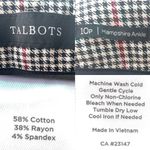 Talbots  Womens Pants Black Cream Houndstooth Plaid Hampshire Ankle Size 10P Photo 9
