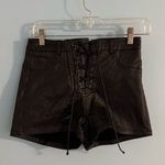trendy y2k lace up faux leather micro mini shorts size S Photo 0