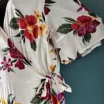 Old Navy Wrap Dress XL White Floral Hawaiian V Neck Short Sleeve Casual Feminine Photo 4