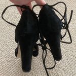 BCBGeneration Black Block High Heels Ankle Wrap Around Straps Shoes Size 8.5 Photo 4