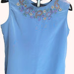 Bon Worth Sleeveless Blouse embroidery around the neckline, floral pattern. PM Photo 0