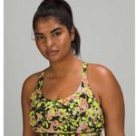 Lululemon  Energy Bra Yellow Black Floral Luxtreme Racerback Sports Bra Size 6 Photo 0
