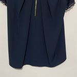 MICHAEL Michael Kors Navy Blue Top with Lace Sleeves and Gold Zipper Size XS EUC Photo 4