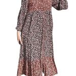 ZARA  Floral Printed Midi Mixed Pattern Balloon Sleeve Shirt Dress Photo 7