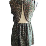 Hello Miss Beautiful green floral dress, open back, sleeveless, Peter Pan collar, elastic waist, excellent condition, size small Photo 3