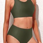 Tempt Me High Waisted Bikini Swimsuits Bottom-Army Green -  Photo 1
