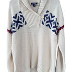 CHAPS  XL Cream Fair Isle Shawl Collar Sweater Chunky Knit Coastal Prep Photo 0