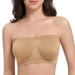 Seamless Tan Bandeau Bra Size XL Photo 2