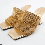 ZARA  rhinestone high heel sandals gold size 37 Photo 0
