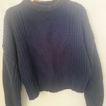 All : Row Sadie Knit Cropped Navy Textured Preppy Nautical Chunky Sweater Large Blue Photo 5