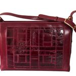 Vintage Authentic Burgundy Croc Shoulder Bag Red Photo 4