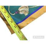 Vintage Emeraude Large Tassel Green Gold Purple Scarf Shawl Photo 3