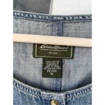 Eddie Bauer 90s VTG  Women Embroidered Floral‎ Denim Button Down Dress Blue Photo 2