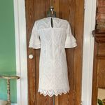 Trina Turk Praise White Eyelet Double Ruffle Sleeve Scallop Hem Dress Sz 2 π Photo 5