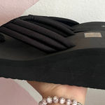 Black Platform Flip Flop Sandals Y2K Retro Chunky‎ Grunge Sz 6 Photo 0